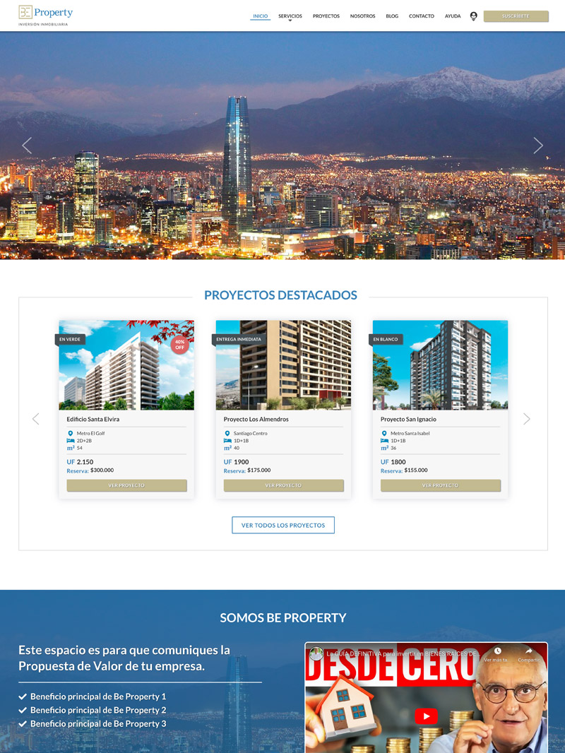 Be Property — Creación de Sitio web + Ecommerce